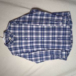 Mens XL Sonoma White/bl long sleeve shirt with dark/light blue checkered pattern